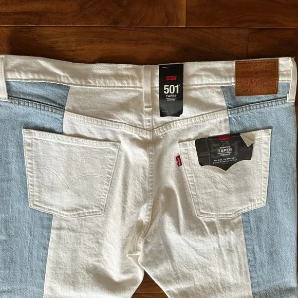Levi's 501 Two-Tone Mid-Rise Cropped Tapered Button-Fly Jeans size 33