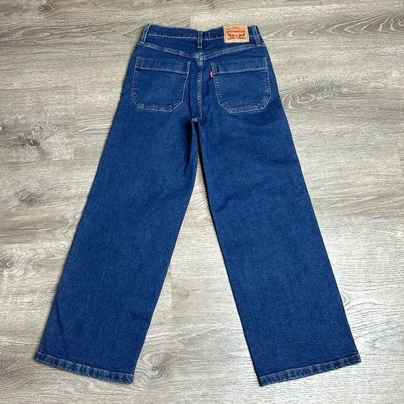 Levi’s Mile High Rise Cropped Wide Leg Jeans Button-Fly Blue Women’s Sz 25
