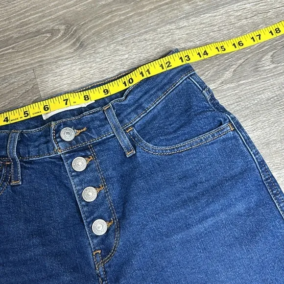 Levi’s Mile High Rise Cropped Wide Leg Jeans Button-Fly Blue Women’s Sz 25