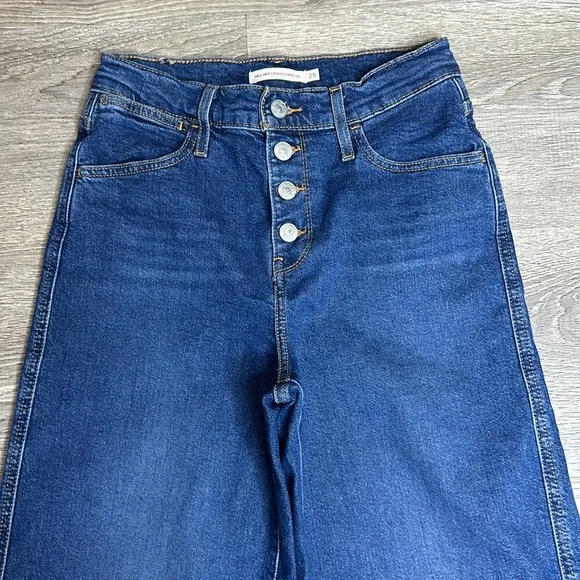 Levi’s Mile High Rise Cropped Wide Leg Jeans Button-Fly Blue Women’s Sz 25