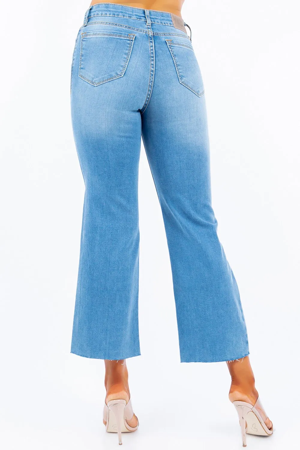 Light Stone Bleach MID-RISE LOOSE WIDE-LEG CROPPED JEANS (Doorbuster, final sale)