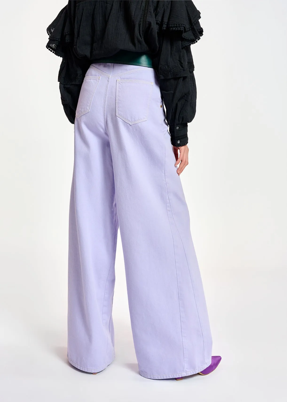 Lilac denim wide-leg jeans