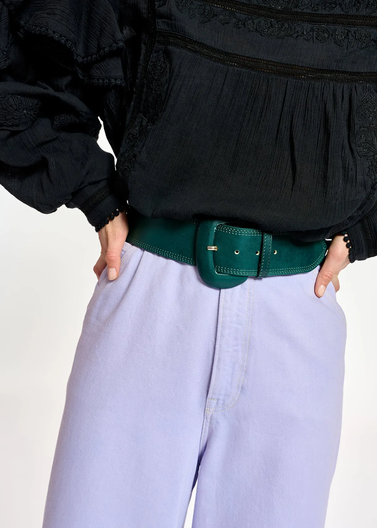 Lilac denim wide-leg jeans