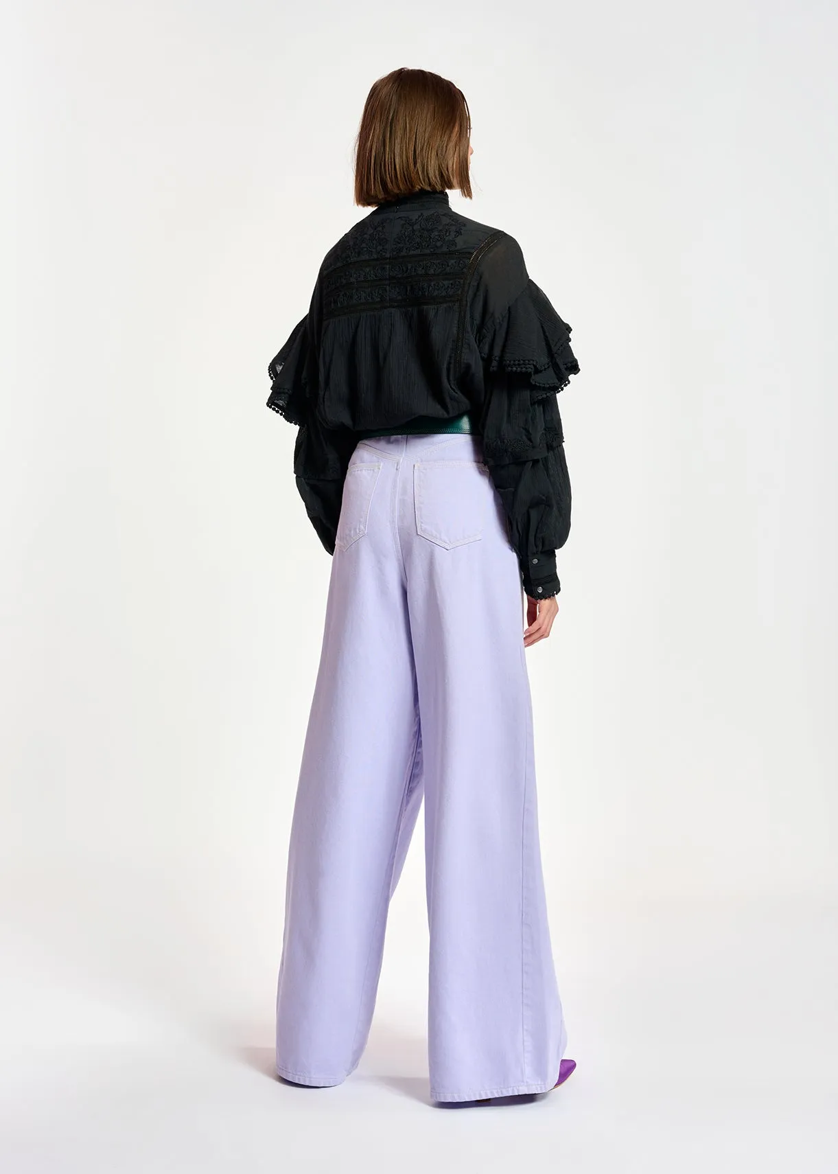 Lilac denim wide-leg jeans