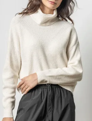 LILLA P RELAXED RIB TURTLENECK SWEATER