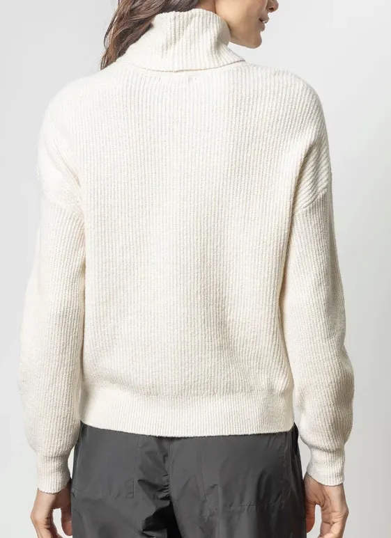 LILLA P RELAXED RIB TURTLENECK SWEATER