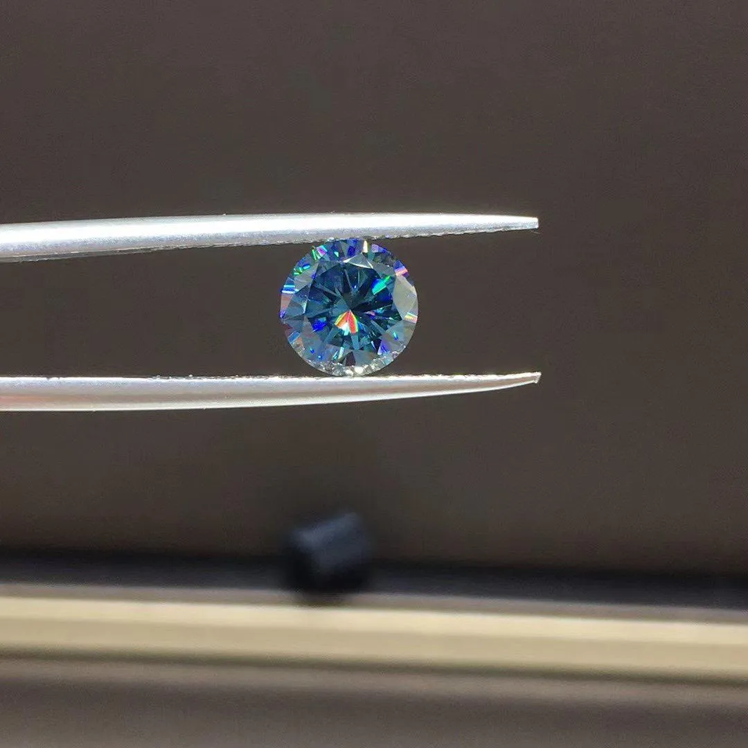 Loose Deep Sea Blue Moissanite Round Cut