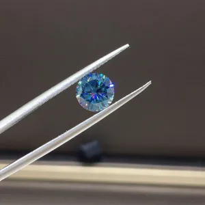 Loose Deep Sea Blue Moissanite Round Cut
