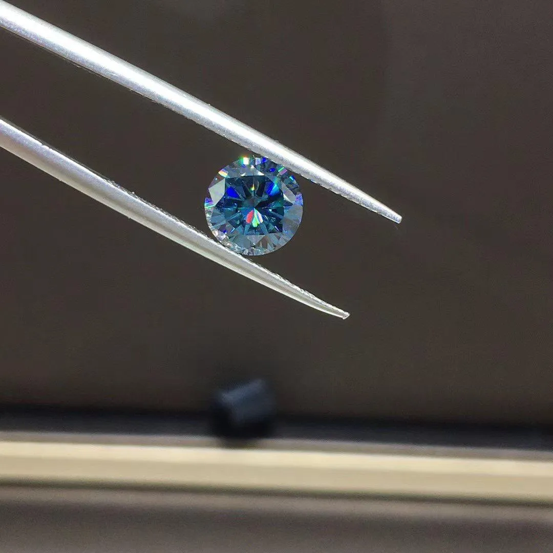 Loose Deep Sea Blue Moissanite Round Cut
