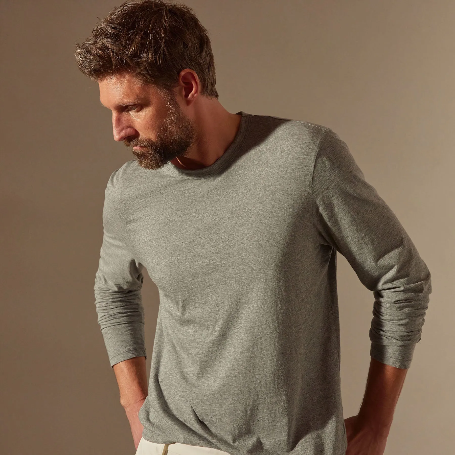Luxe Lotus Jersey Crew - Heather Grey