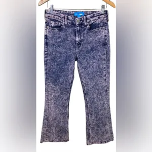 M. I. H. Jeans: Acid Wash High Rise Fluffy Pink Marty Cropped Flare Jeans