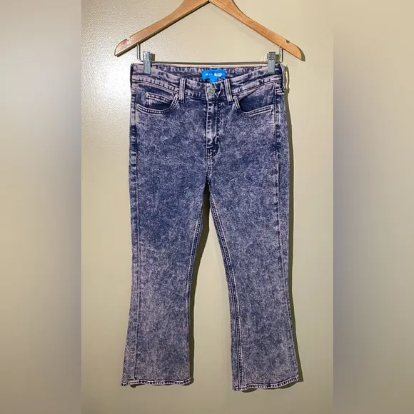 M. I. H. Jeans: Acid Wash High Rise Fluffy Pink Marty Cropped Flare Jeans
