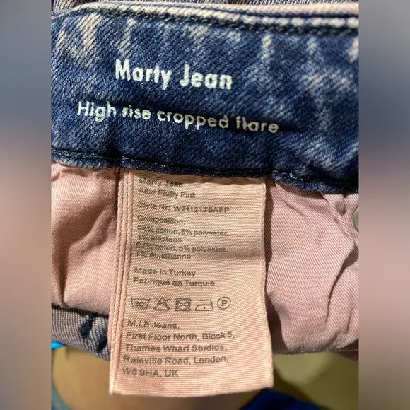 M. I. H. Jeans: Acid Wash High Rise Fluffy Pink Marty Cropped Flare Jeans