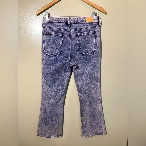 M. I. H. Jeans: Acid Wash High Rise Fluffy Pink Marty Cropped Flare Jeans