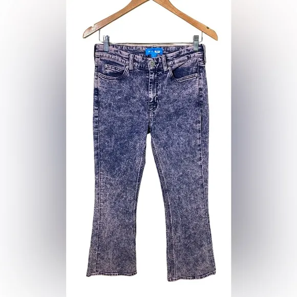 M. I. H. Jeans: Acid Wash High Rise Fluffy Pink Marty Cropped Flare Jeans