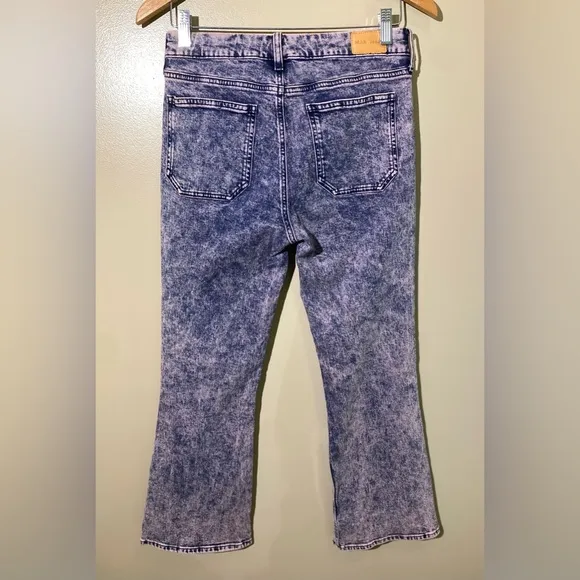 M. I. H. Jeans: Acid Wash High Rise Fluffy Pink Marty Cropped Flare Jeans
