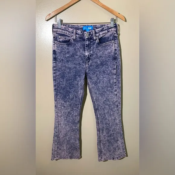 M. I. H. Jeans: Acid Wash High Rise Fluffy Pink Marty Cropped Flare Jeans