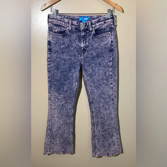 M. I. H. Jeans: Acid Wash High Rise Fluffy Pink Marty Cropped Flare Jeans