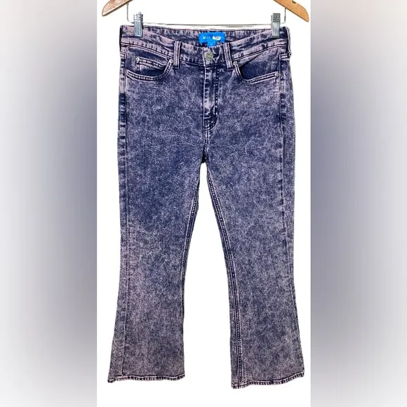 M. I. H. Jeans: Acid Wash High Rise Fluffy Pink Marty Cropped Flare Jeans