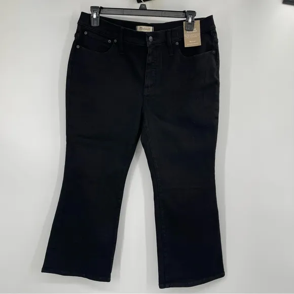 Madewell Mid Rise Kick Out Crop Jeans Women's Size 33P NWT Black