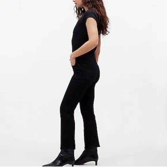Madewell Mid Rise Kick Out Crop Jeans Women's Size 33P NWT Black