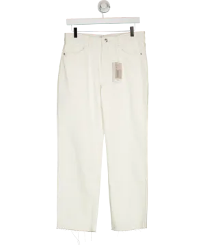 MANGO White Blanca Straight Fit Cropped Jeans UK 10