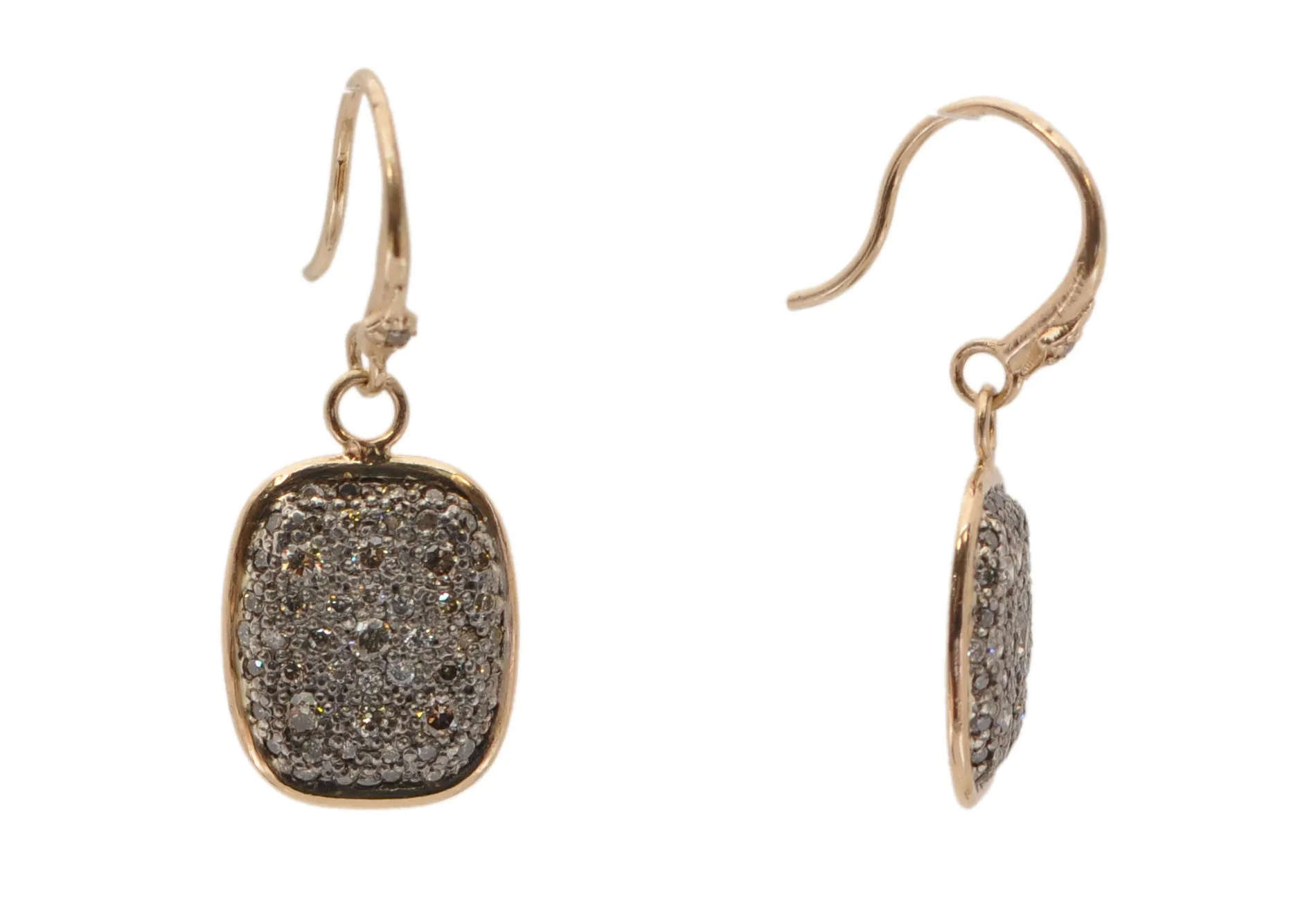 MEDIUM PAVE CUSHION SHIELD DROP EARRINGS