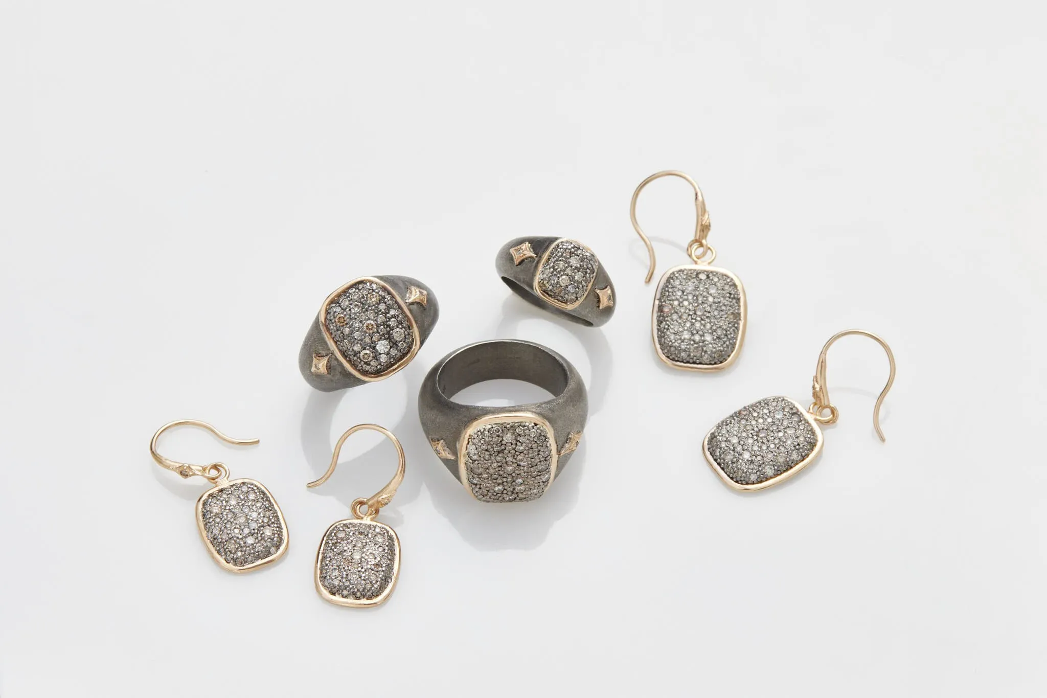 MEDIUM PAVE CUSHION SHIELD DROP EARRINGS