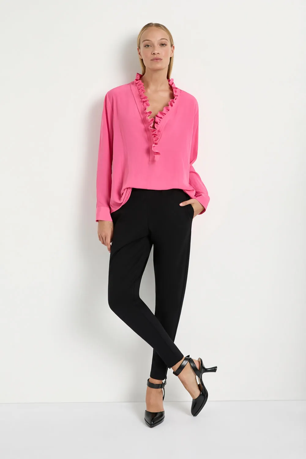 Mela Purdie Frill Neck Blouse F67 8497