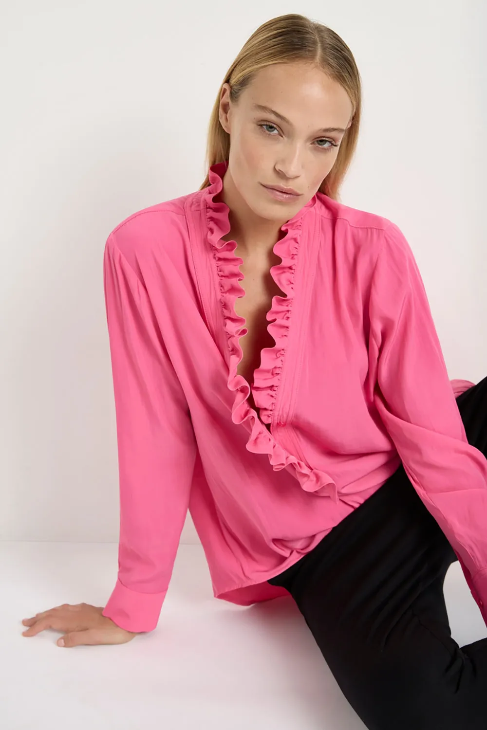 Mela Purdie Frill Neck Blouse F67 8497