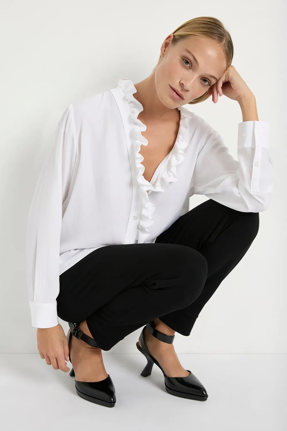 Mela Purdie Frill Neck Blouse F67 8497