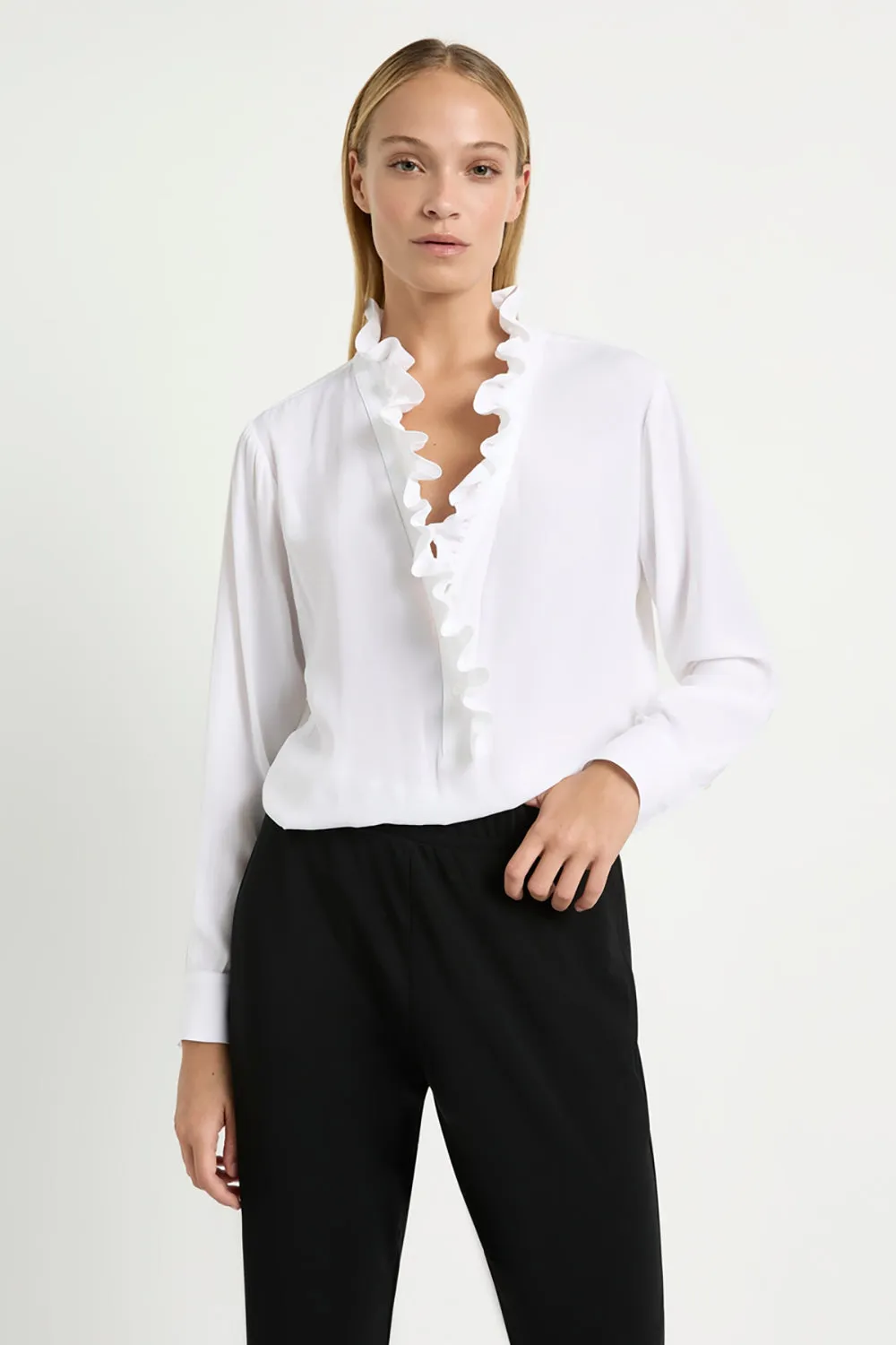 Mela Purdie Frill Neck Blouse F67 8497