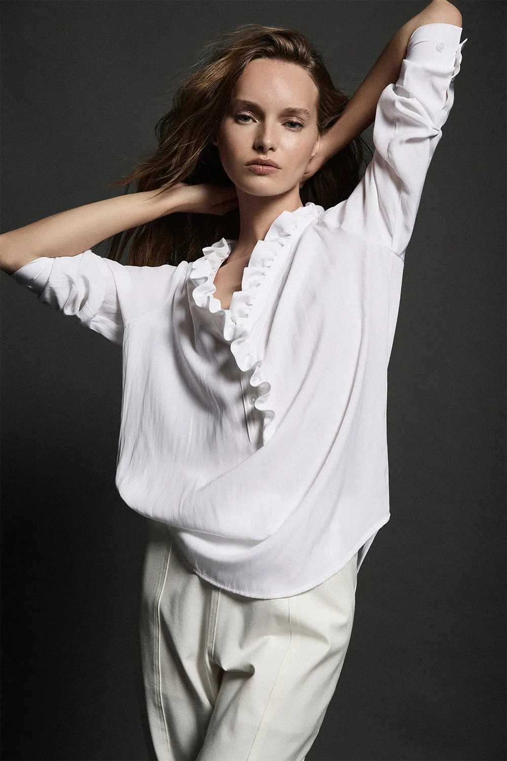 Mela Purdie Frill Neck Blouse F67 8497