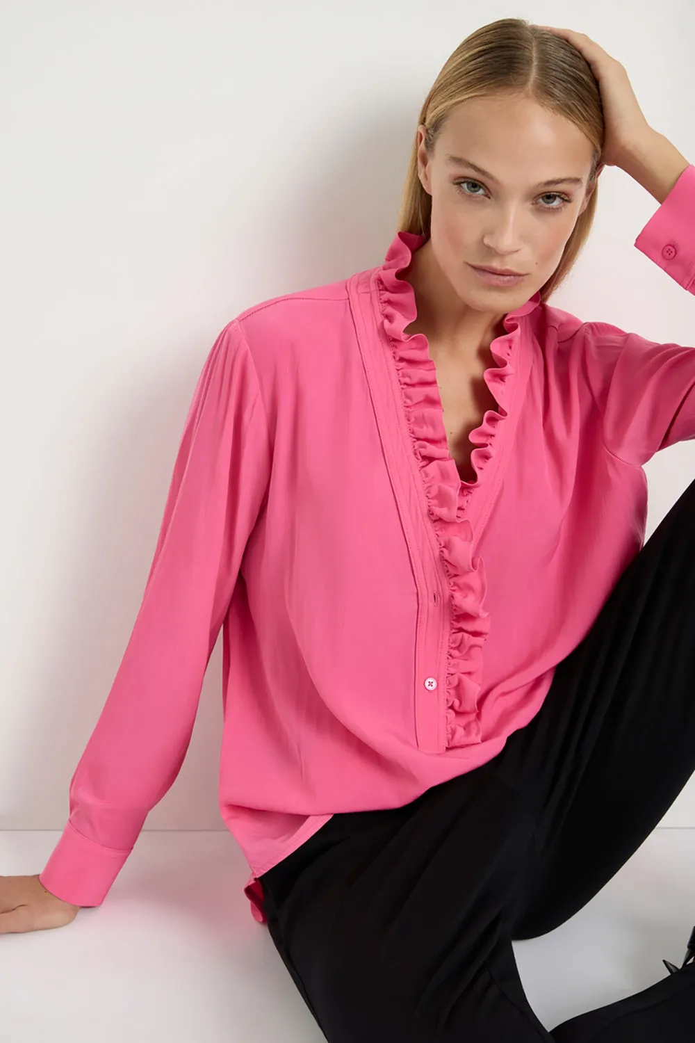 Mela Purdie Frill Neck Blouse F67 8497