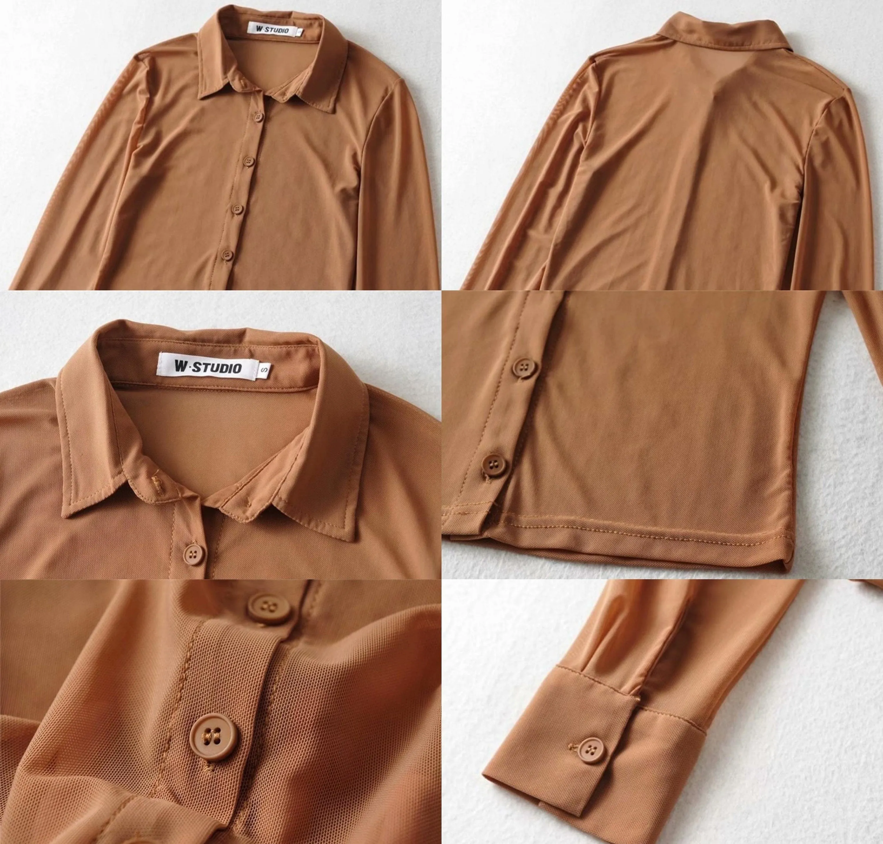 Mesh Collared Crop Shirt