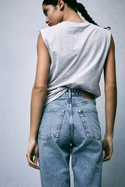 MH Midblue Highwaist straight fit Jeans