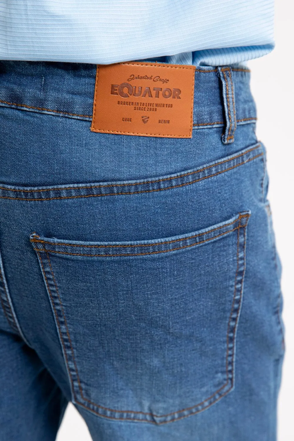 Mid Blue Cropped Fit Jean
