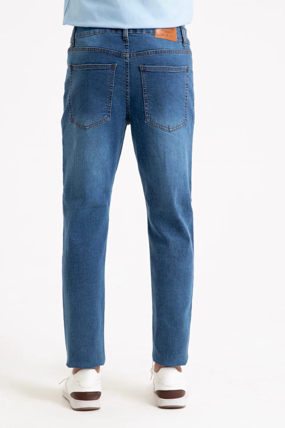Mid Blue Cropped Fit Jean