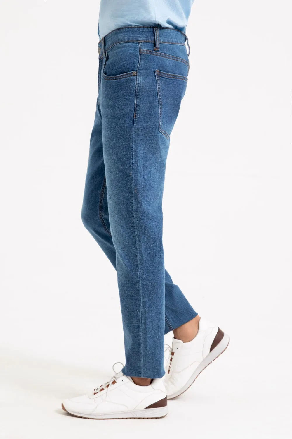Mid Blue Cropped Fit Jean