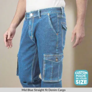 Mid Blue Straight Fit Cargo