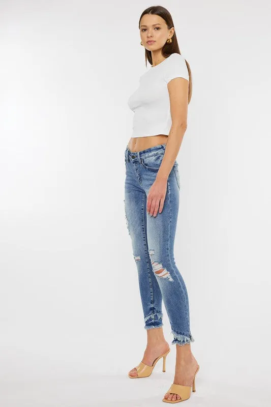 MID RISE ANKLE SKINNY JEANS