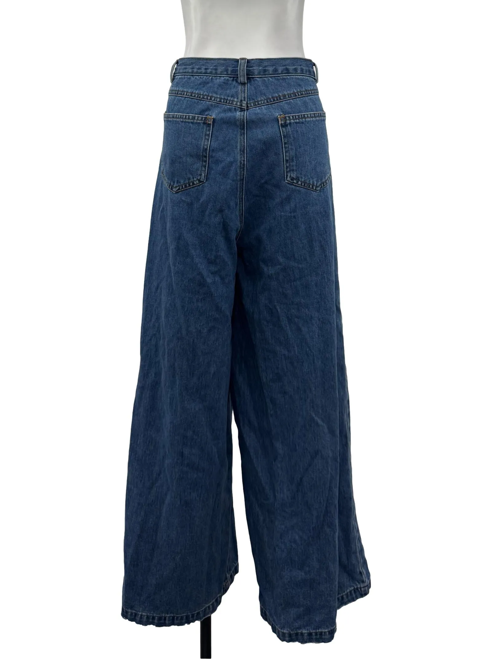 Mid Wash Wide Leg Cropped Jeans
