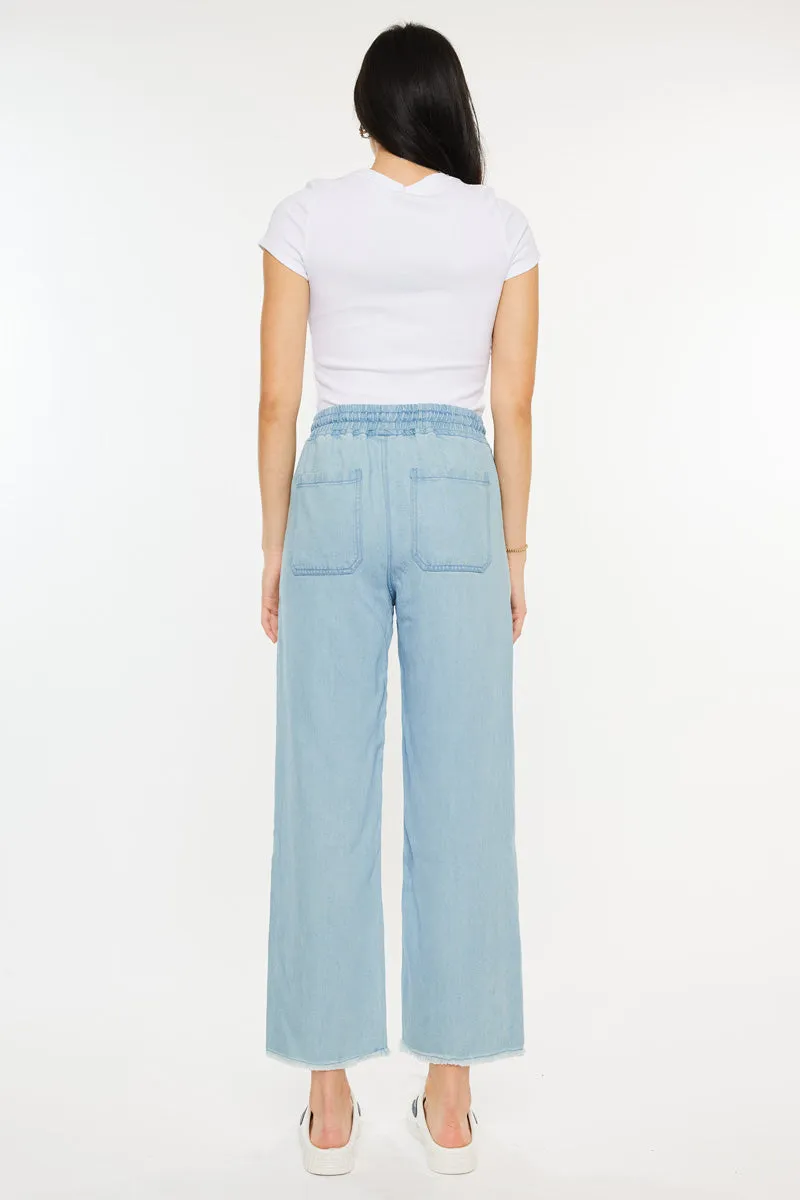 Milly High Rise Cropped  Wide Leg Jeans