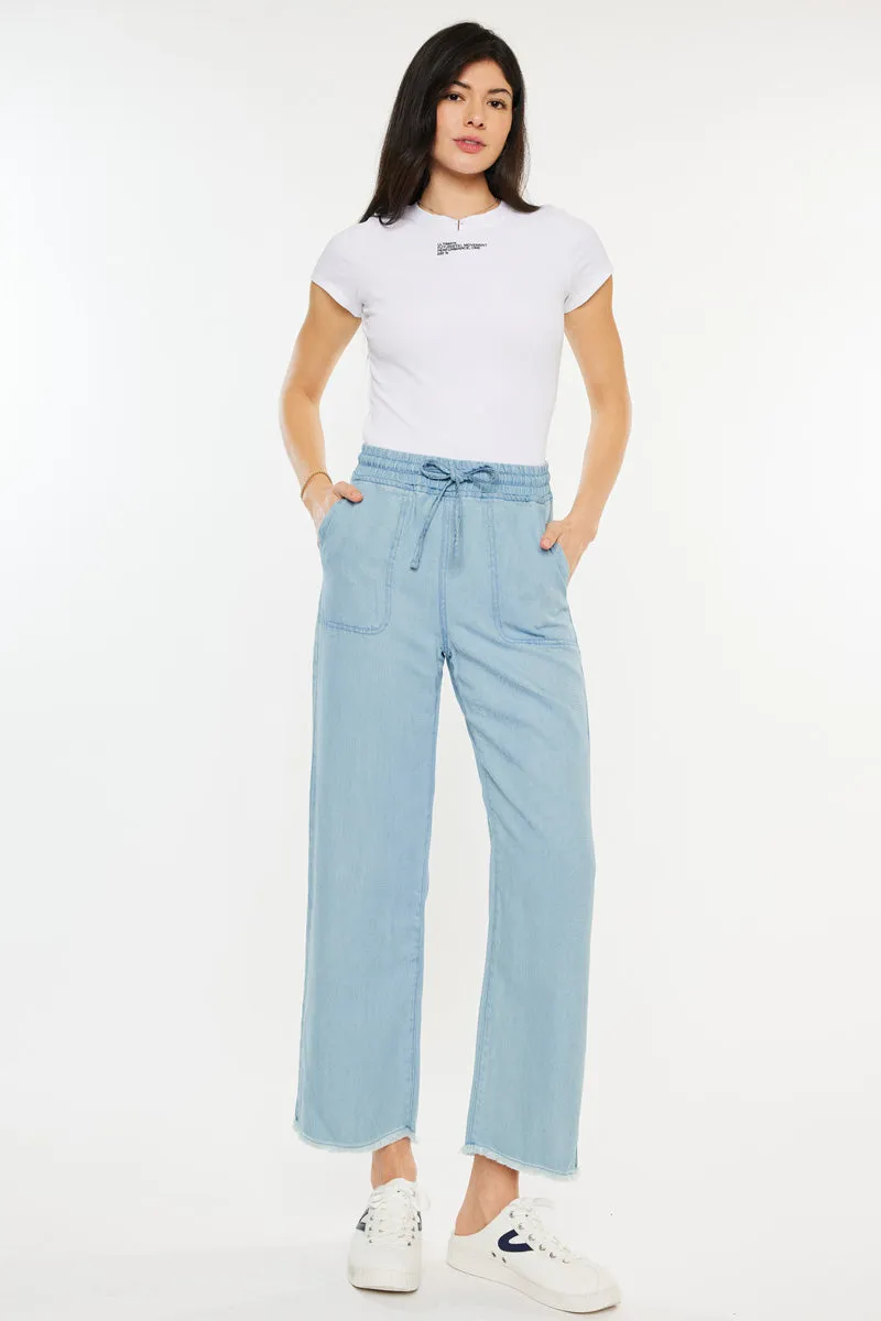 Milly High Rise Cropped  Wide Leg Jeans