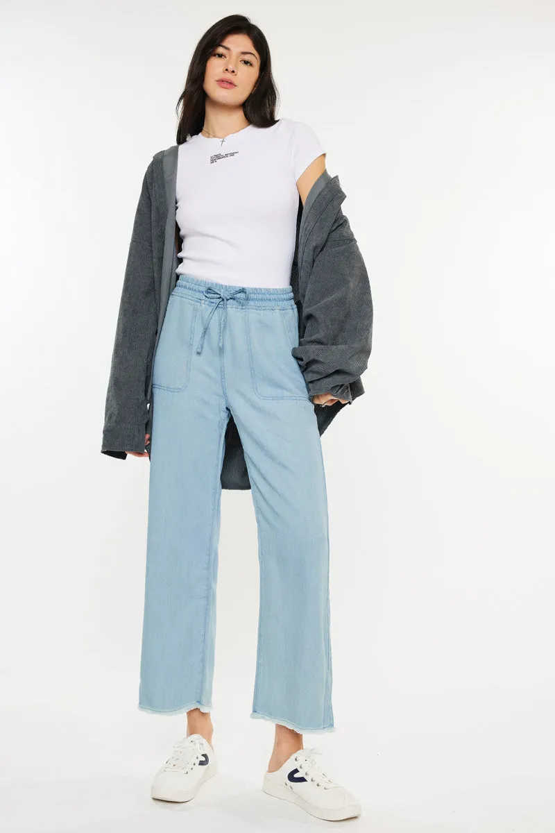 Milly High Rise Cropped  Wide Leg Jeans