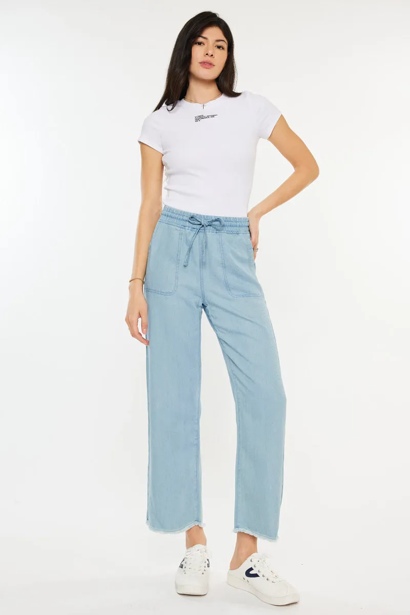 Milly High Rise Cropped  Wide Leg Jeans