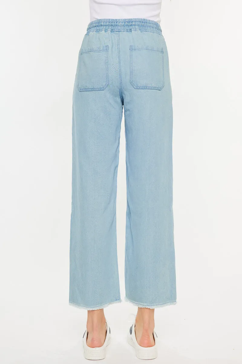 Milly High Rise Cropped  Wide Leg Jeans