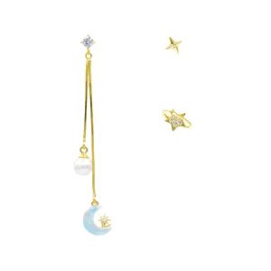 Moon & Pearl Earring Set
