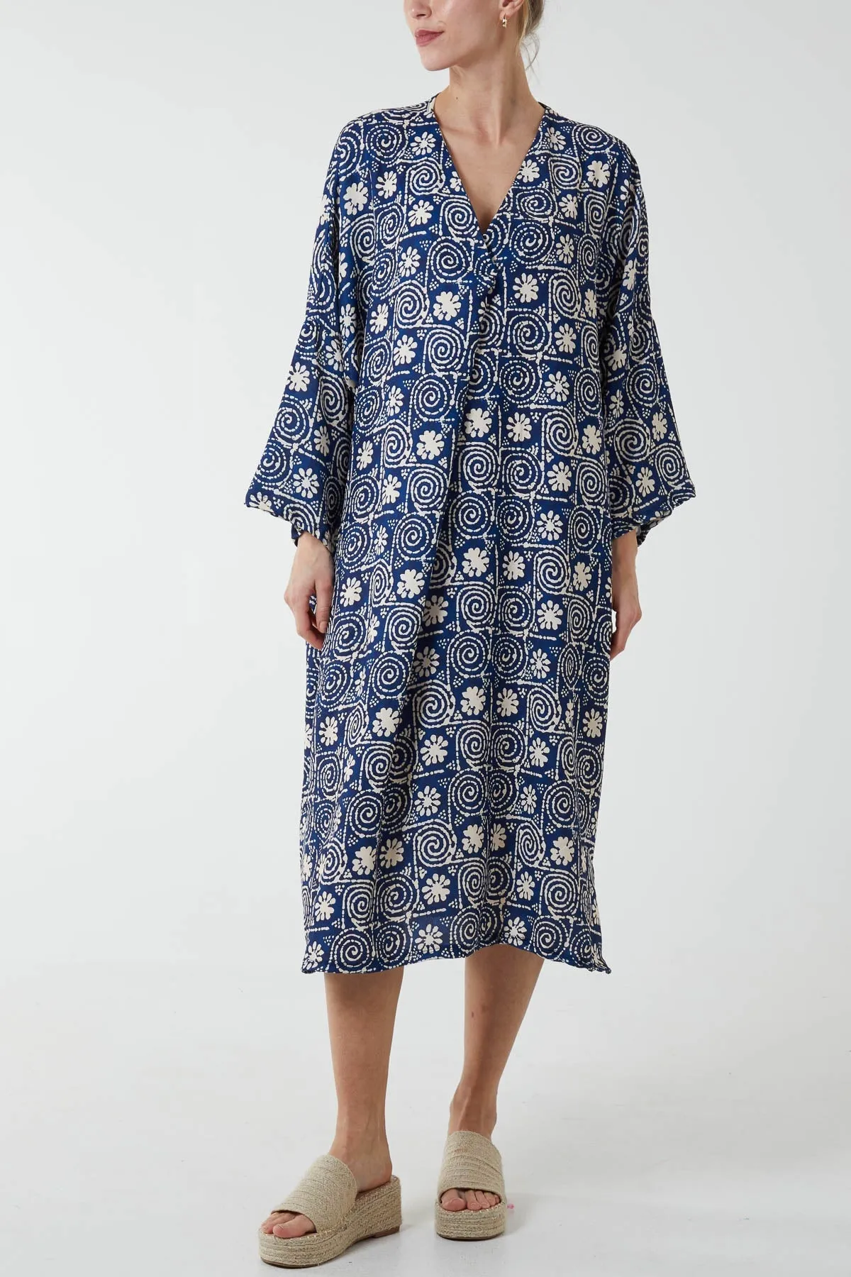 Mosaic Pattern Tunic Midi Dress