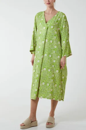 Mosaic Pattern Tunic Midi Dress